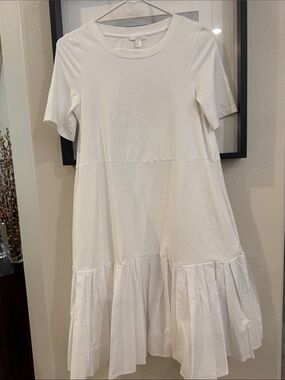 COS White Short-Sleeve Tiered Midi Dress